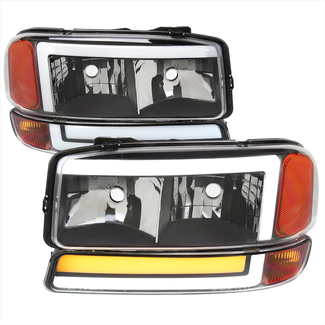 2LBLH-GMC99JM-G3-RS – SPEC-D TUNIN Headlight Assembly, Factory Style Beam With Fiber Optic Daytime Running Bumper Lig...